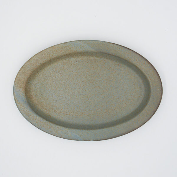 [Ancient Pottery] 復古做舊橢圓盤 灰綠：圖片 2
